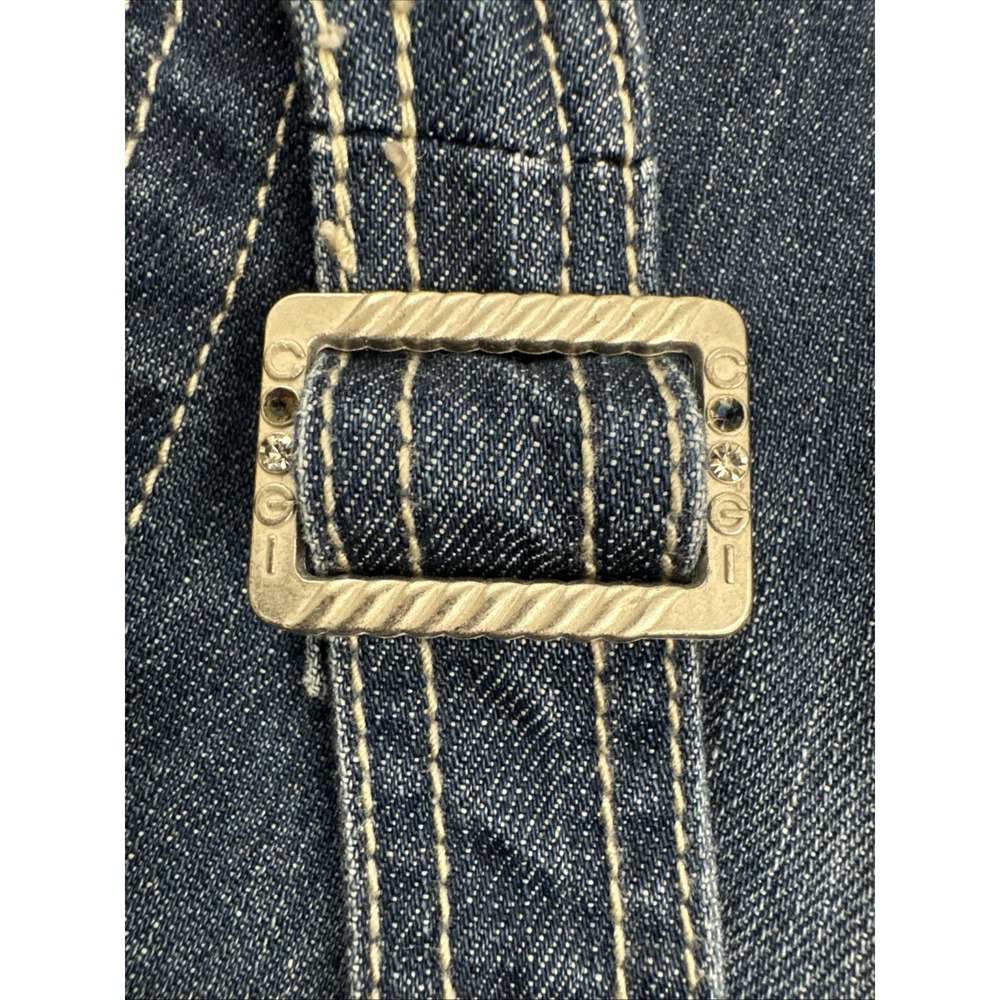 Vtg COOGI Jeans Womens 7/8 Denim Overalls Dress Rainbow Embroidery Y2K GUC - Picture 10 of 11
